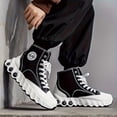 thumbnail image 2 of [High Top Shoes] Explosive High Top Shoes for Spring and Summer 2025 | New Height Increasing Thick Soled with Wavy Sole, Classic Black Sports Canvas Shoes for Men | AOPLUS Brand, Mid Top, Fit, 2 of 11