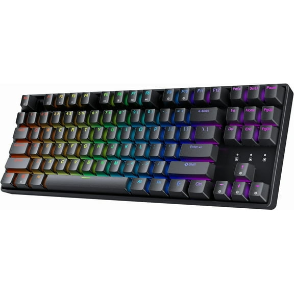 HK GAMING GK80 TKL Tenkeyless | Hot Swappable Mechanical Gaming Keyboard | 87 Keys Multi Color RGB LED Backlit for PC / Mac Gamer | ANSI US American Layout ( Black , Mechanical Brown )