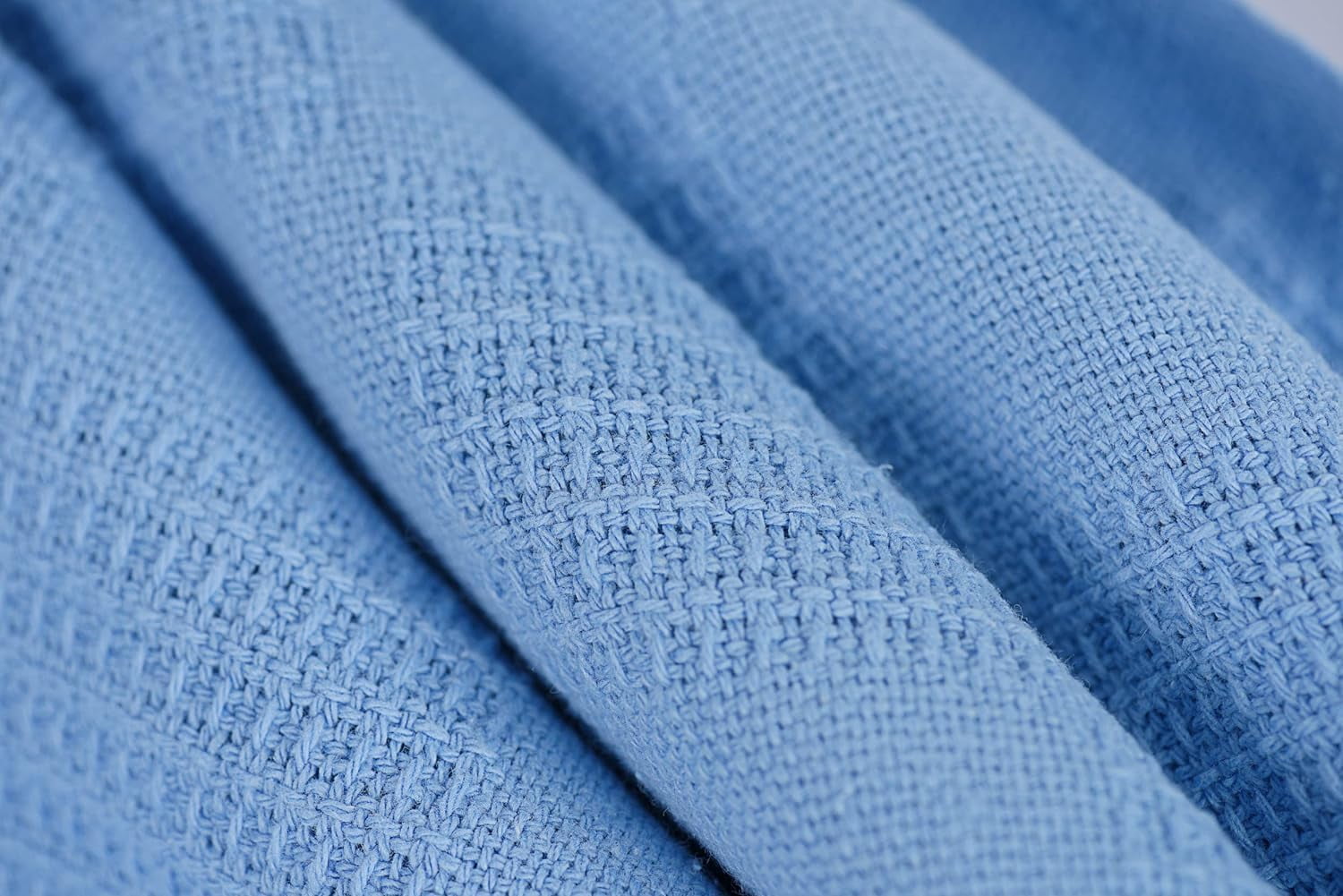 Linteum Textile Hospital Thermal SNAGLESS Spread Blanket, 100% Cotton 12-Pack (74x100 in, Blue)