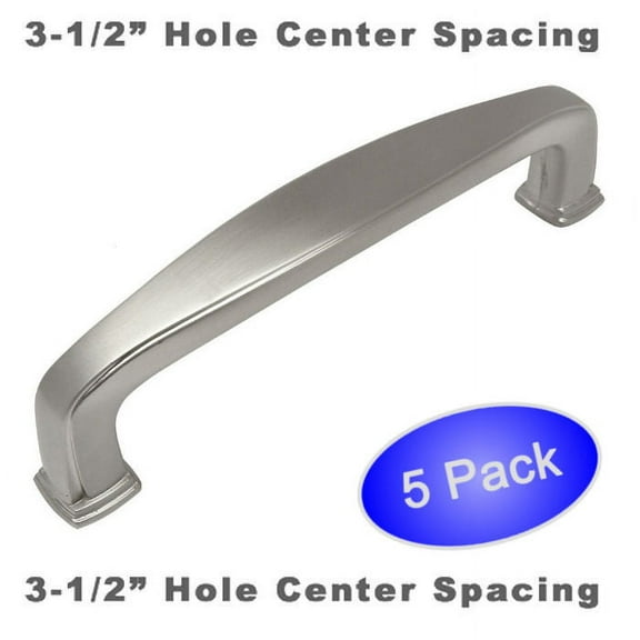 Cosmas 4390SN Satin Nickel Modern Cabinet Hardware Handle Pull - 3-1/2" Inch (89mm) Hole Centers - 5 Pack