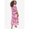 thumbnail image 2 of ellos Women's Plus Size Sheer Maxi Dress With Ruffled Trim - 34/36, Raspberry Sorbet Floral, 2 of 3