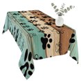 thumbnail image 2 of Turquoise Dog Paws Table Cloth Waterproof Tablecloths, Farmhouse Vintage Modern Green Brown Wood Tablecloth Dining Table Cover for Kitchen Party Tabletop Outdoor, Rectangle Tablecloth 54x108 Inch, 2 of 9