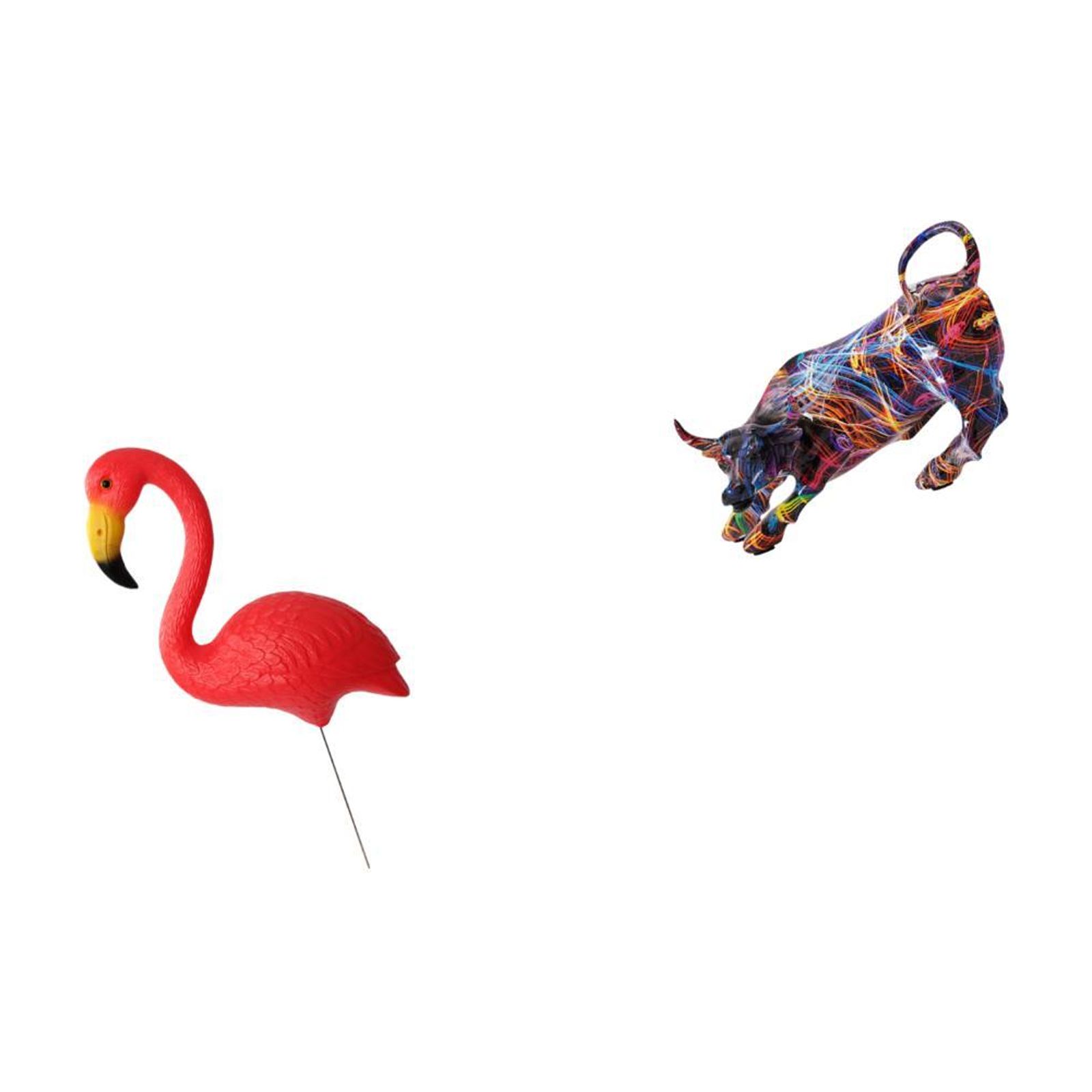 Miulika Bird Bull Statue Figurine Yard Art Ornament Modern Resin Sculpture Colorful Feng Shui Animals Collection for Holiday Spring Garden