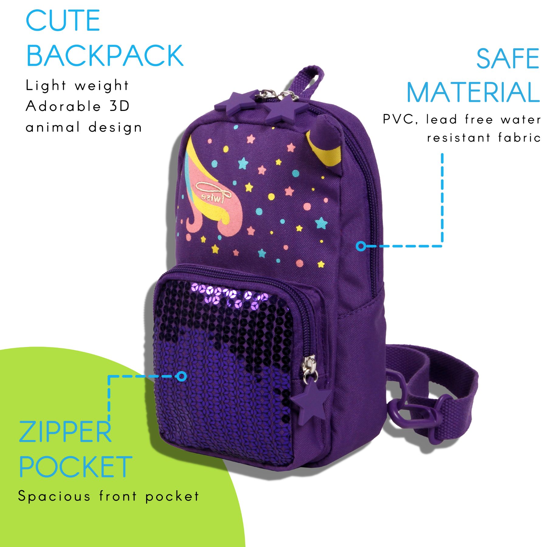 Twise Tots Kids and Toddlers 8" Sling bag, Unicorn