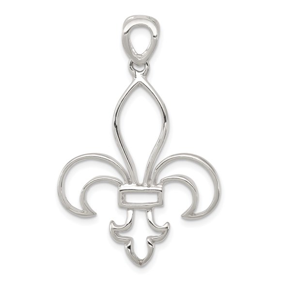 925 Sterling Silver Cut-Out Fleur de Lis Shaped Pendant