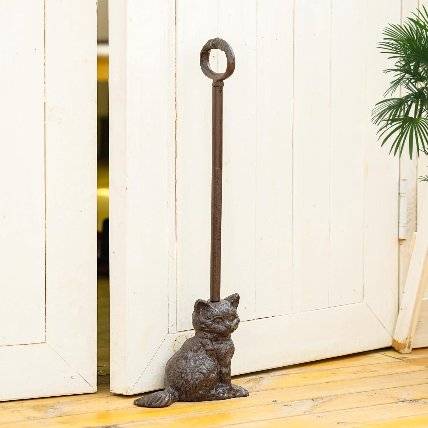 Sungmor Portable Door Stopper Wedge, 21.6" Tall Lovely Cat Door Holder, Cast Iron Heavy Duty Animal Statue Door Stops with Handle, Antique Style Decorative Ornaments for Home or Yard