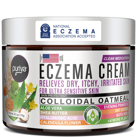 Puriya 5-in-1 Eczema Cream for Kids, Baby, Toddler, Adults, Advanced Colloidal Oatmeal Lotion for Dry, Itchy Skin Relief on Face and Body, Clinically Tested, Intensive Moisturizing Eczema Treatment
