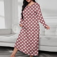 thumbnail image 2 of Edvintorg Plus Size Nightgowns for Women Fashion Polka Dot Print Long Sleeve Pullover Long Sleep Shirts Crew Neck Casual Pajama Dress Sleepwear, 2 of 6