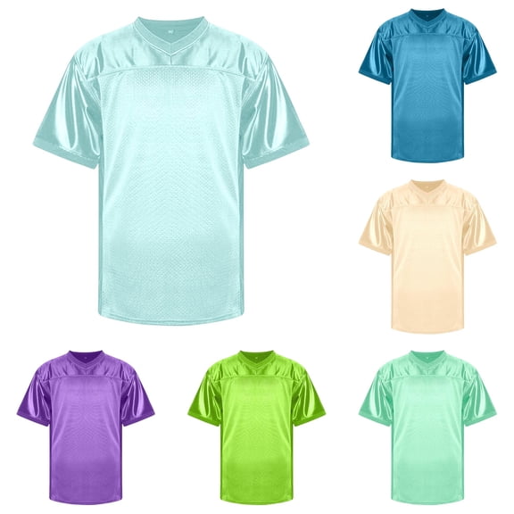 Gunia Mens Tshirts Football Mesh Practice Athletic T Shirt Solid Color V Neck Short Sleeve Sports Tops T Shirt Light Blue M