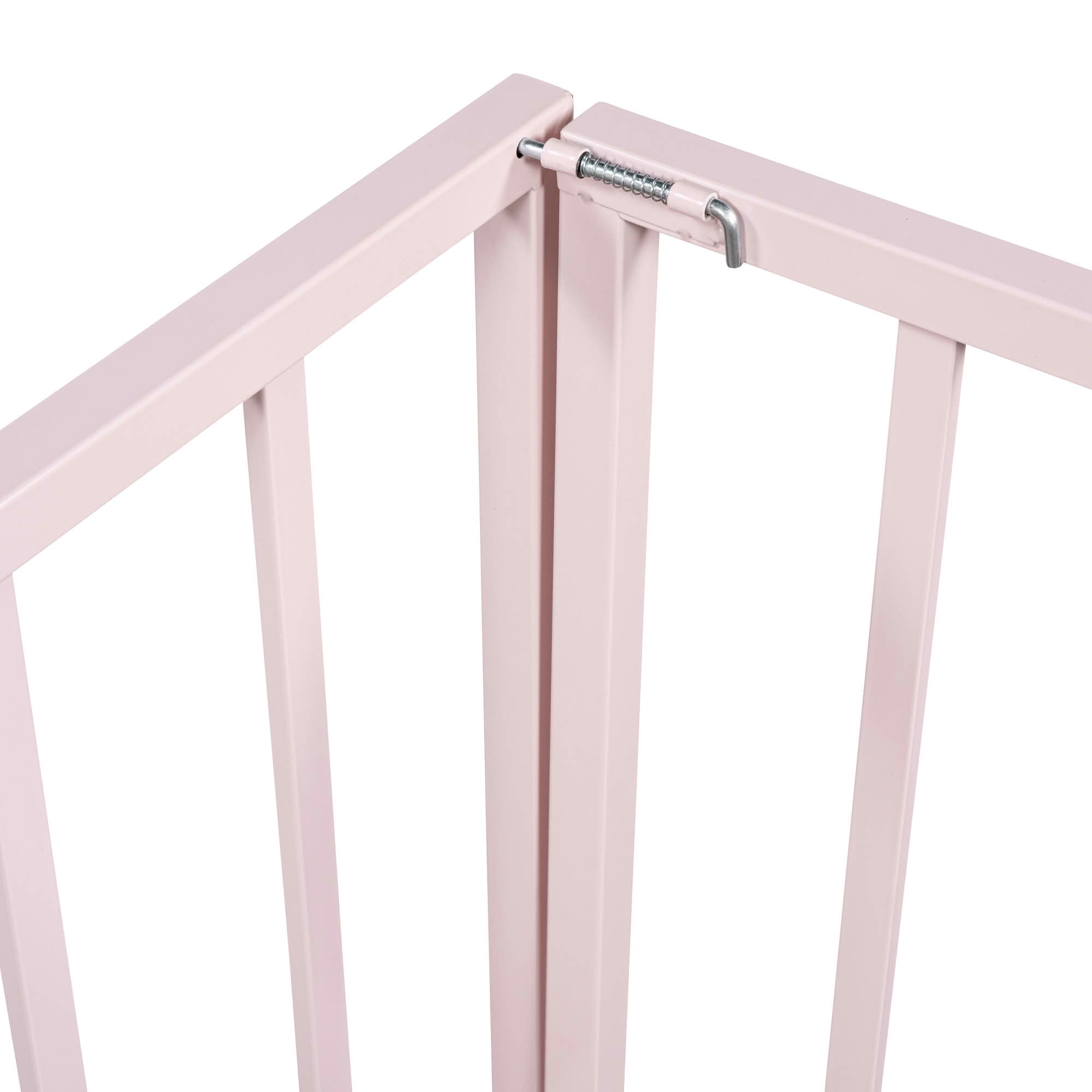 MAYEERTY Metal Floor Bed Frame with Fence and Openable Door Kids Play and Sleep Space