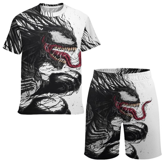Venom Boys Girls Short Sleeve Mesh T-Shirt And Shorts Outfit Set Summer Clothes Set for Kids