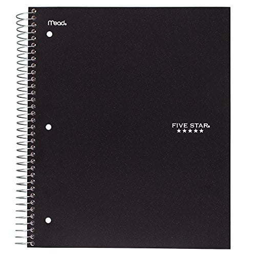 5 Subject 200 Sheets, College Ruled Paper Five Star Advance Spiral Notebook