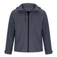 thumbnail image 4 of Mens Windbreaker Zip Front Windbreaker Jacket Unisex Hooded Long Sleeve Solid Zipper Outdoor Detachable Hardshell Coat Gray 3XL, 4 of 6