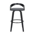 thumbnail image 3 of Sonia 26" Counter Height Swivel Gray Faux Leather and Black Wood Bar Stool, 3 of 12