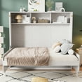 thumbnail image 4 of Harper & Bright Designs Full Size Murphy Bed Wall Bed with Storage Shelves, Cabinet Bed Folding Wall Bed with Desk for Guest Room Bedroom Office, Antique White, 4 of 10
