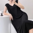 thumbnail image 4 of Plus Size Women's Sleeveless Nightgown Casual Loose Round Neck Long Sleepwear Soft Comfy Nightdress ,Black,One Size, 4 of 5