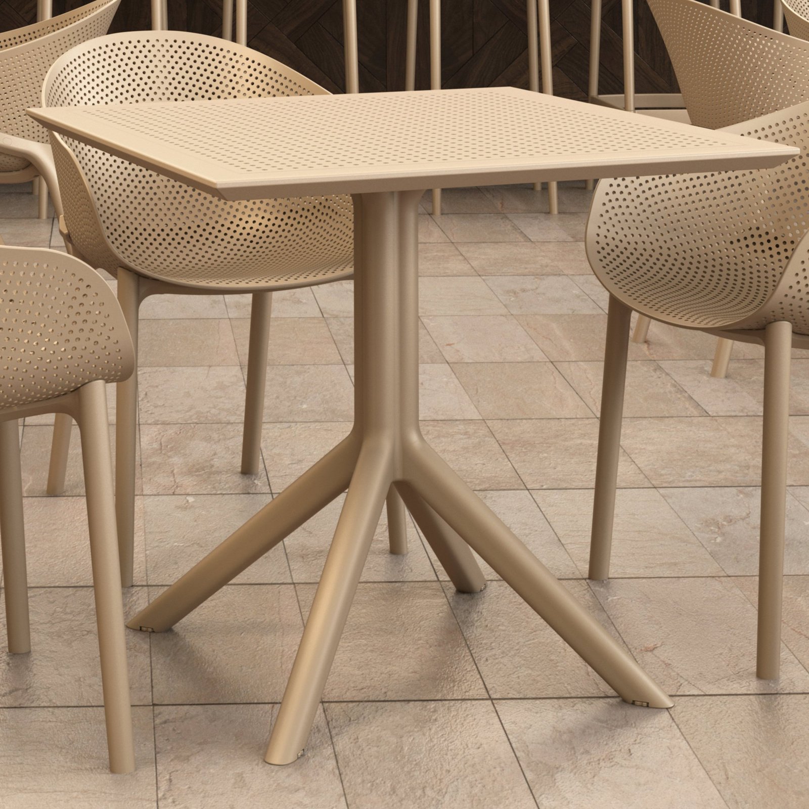Compamia Sky 32" Square Patio Bistro Table in Taupe - image 4 of 8