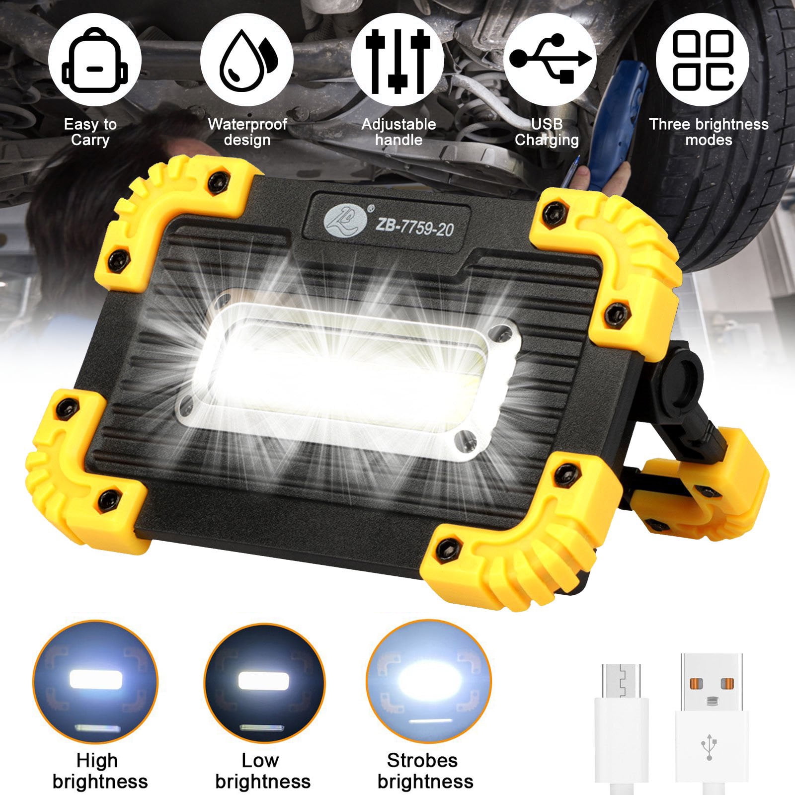 20w LED COB Rechargeable/portable Work Light.multipurpose Usage N Easy Carrier 