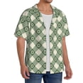 thumbnail image 2 of Fuzoiu Daisy Plaid Green Print Men's Casual Short,Men's Short Sleeve Shirt,Mens Casual Button Down Shirts,Cuban Collar Summer Shirt for Beach, Vacation, and Outdoor Activities-XX-Large, 2 of 5
