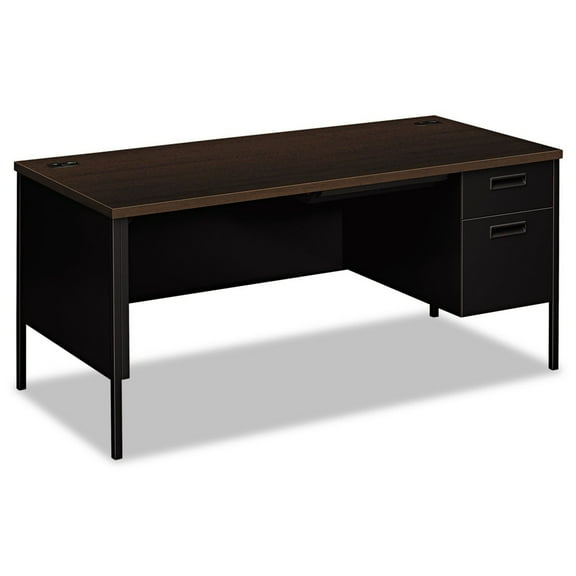 HON Metro Classic Right Pedestal Desk, 66w x 30d, Mocha/Black