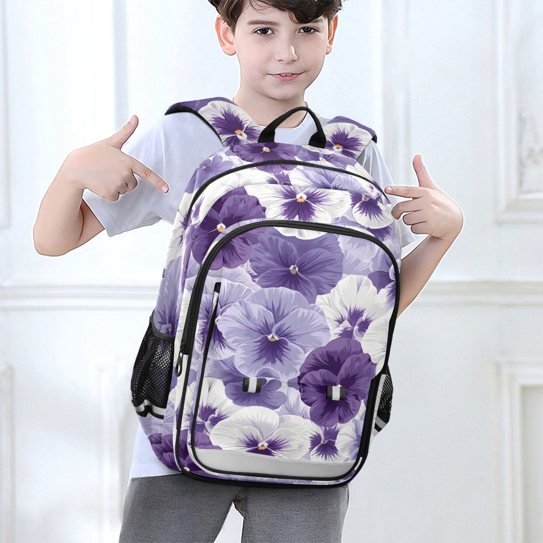 ALAZA Violet Flowers Laptop Backpack Purse Travel Bag Casual School Bookbag Rucksack for Women Men
