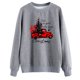 thumbnail image 3 of Jersey de mujer con estampado de patrones navideños, cuello redondo, manga larga, Top informal para uso diario, tela gris, letras negras XXL, 3 of 6