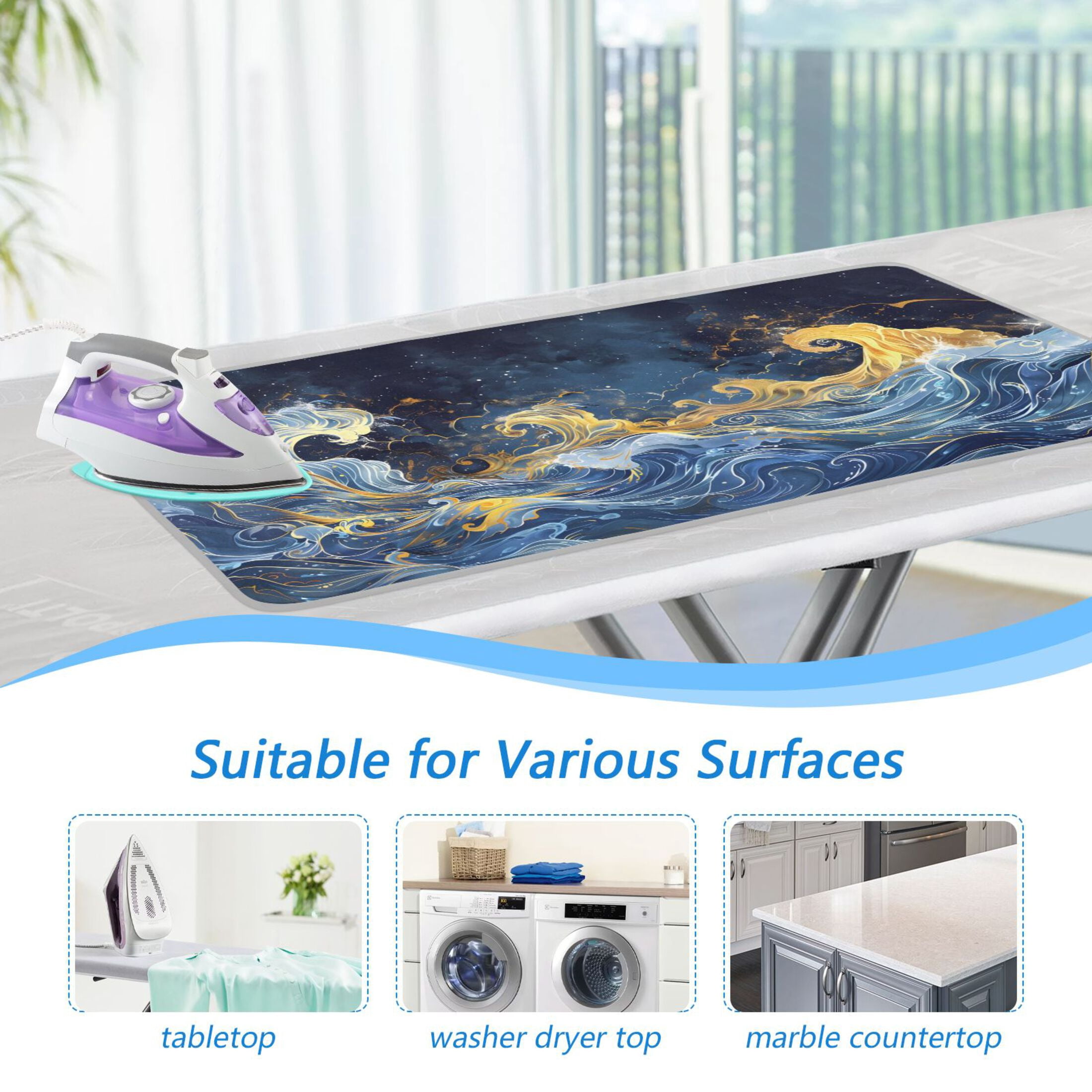 Fantastic Wave Ironing Mat Blanket Portable Travel Ironing Pad Heat Resistant Pad 47.2" x 27.6”