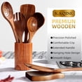 thumbnail image 4 of Premium Wooden Kitchen Utensil Set with Holder - 6-Piece Natural Teak Wood Cooking Tools for Non-Stick Pans, Heat Resistant, Eco-Friendly, Includes Spoon Rest, Perfect for Everyday Cooking & Gifting, 4 of 14
