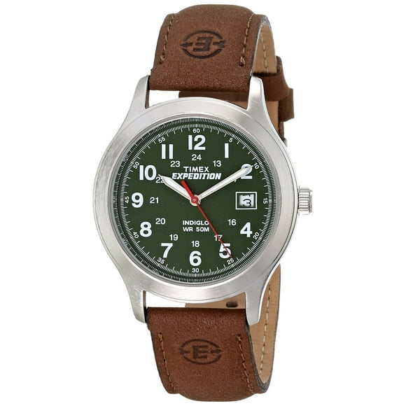 Timex Montre Homme T40051 Expédition Métal Marron Bracelet en Cuir