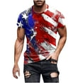 thumbnail image 2 of Aobny Fourth of July T-Shirts Patriotic American Flag Mens Shirt Big & Tall Muscle Short Sleeve Mens Shirt,Blue,L, 2 of 5