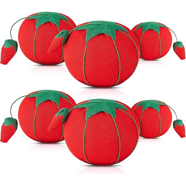 6 piezas de alfiletero de tomate, aguja de coser, alfiler, alfiler, soporte para agujas con espuma para herramienta artesanal de bricolaje, 1,56 pulgadas, 2,16 pulgadas, 2,55 pulga