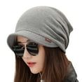 thumbnail image 3 of Women's Cotton Hat Thick Warm Windproof Simple Solid Color Beanie Hat, 3 of 3
