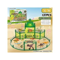 Jurassic Tyrannosaurus Rex Action Figure Dinosaur Toy for Kids 3-5, 5-7 with Sound & Lights , 137PCS STEM Construction Building with 13 Realistic Dino, Openable Cages