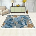 thumbnail image 3 of YFYANG 72"x48" Non-Slip Flannel Carpet Doormat, Living Room Bedroom Office Decorative Area Rugs, Indoor Vintage Blue Tropical Flower Floor Mats, 3 of 7