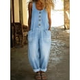 thumbnail image 2 of sicmoss Women's Blue Y2K Baggy Wide Leg Bib Overalls Adjustable Strap with Pockets, 2 of 7