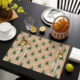 thumbnail image 4 of Brown Christmas Tree Pattern Summer Placemats Table Placemats Set Of 4-Linen Kitchen Washable Placemats Table Mats 11.8"x17.7" Non-Slip Heat Resistant, 4 of 6