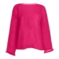 thumbnail image 4 of Spring And Summer New Female Thin Large Round Neck Trumpet Sleeve Knitted T Shirt Oversized Tees for Women Turtle Neck Top for Women Pack Women Shirt Loose Log Sleeve T Shirts for Women Athletic Tops, 4 of 4