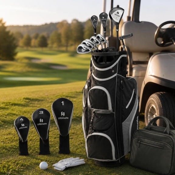 Gray 9-Piece Golf Club Set for Beginner Players with Carbon Shaft, Tpr Grips, 3 Head Covers
