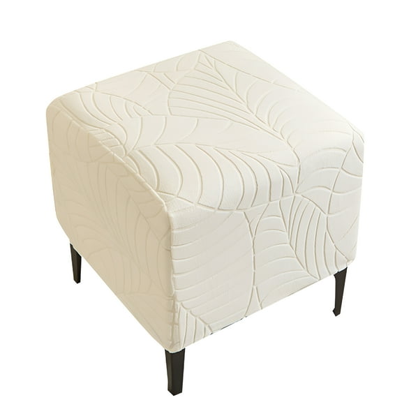 AUQ Stretch Ottoman Covers Square Ottoman Slipcover Jacquard Storage Ottoman Elastic Bottom Footrest Stool Covers Protector Stool Covers Furniture for Living Room