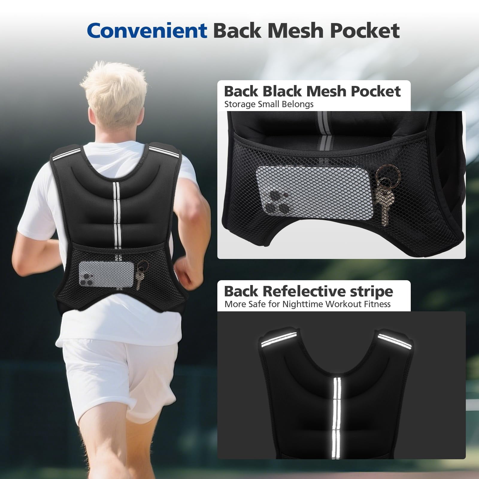 Dark Grey 8 Lbs Weighted Vest for Walking Running Jogging Strength Training