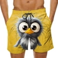 thumbnail image 2 of BRGZLK Mens Beach Shorts Summer Drawstring Waist Funny Big Eyed Bird Expression Print Summer Swim Trunks Novelty Beachwear Vacation Shorts with Pockets, 2 of 6