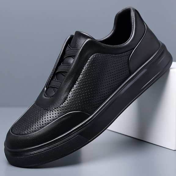 Men's Breathable Perforated Slip-On White Skate Shoes