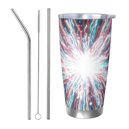 

Salouo Blue Swirl Fireworks Print 20oz Tumbler with Lid Stainless Steel Vacuum Insulated Tumbler Durable Insulated Coffee Mug Thermal Cup with Splash Proof Sliding Lid-Straw Three-piece Set