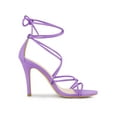 thumbnail image 3 of BLISSFUL STEP Women's Strappy Heel Lace Up Stiletto Heels Sandals Lavender 9, 3 of 7