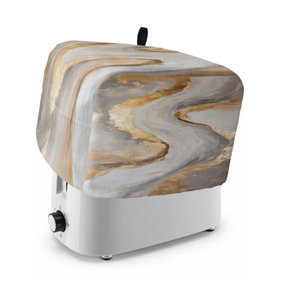 Toaster Cover 2 Slice, Yellow Grey Ombre Dustproof Bakeware Oven Protector with Top Hook, Modern Marble Ink Painting Art Waterproof Small Kitchen Appliance Toasters Dust Cover, 12"x7.5"x8"