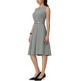 thumbnail image 4 of Unique Bargains Women's Sleeveless Dress Zip Up Belted Fit & Flare Work Dresses XL Gray, 4 of 6