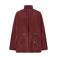 thumbnail image 4 of Vinsonshop Sherpa Jackets Womens Warm Winter Coat Pea Coat Women Fluffy Coat Womens Coats Winter Fuzzy Jackets for Women Warm Winter Jackets for Women Wine XXL, 4 of 8