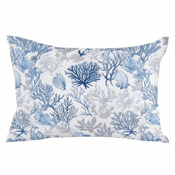 Nautical Coral Shell Summer Standard Size Pillow Cover, Pillowcase Protectors with Zipper, Breathable Decorative Throw Pillow Case Cover, Pillow Shams for Couch Sofa 20x26Inch