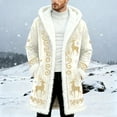 thumbnail image 2 of Men's Christmas Winter Front Print Edge Cardigan Back Cape Knitwear With No Fasteners Beige 4XL, 2 of 4