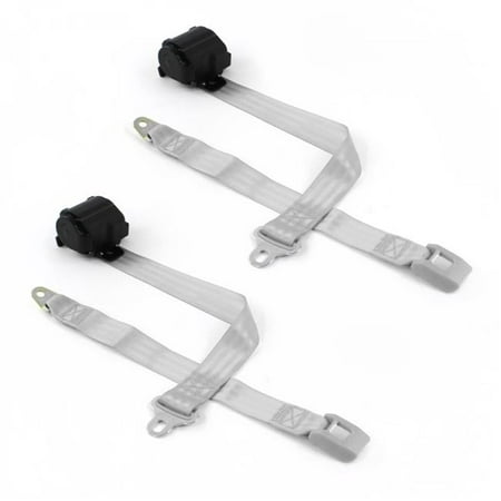 safeTboy  Gray & Grey Retractable Bucket Seat Belt Kit for 1970 Ford Fairlane Standard 2 Point - 2 Belts